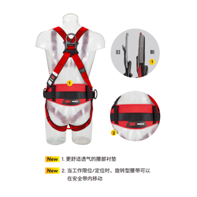 3M1161733保泰特P200五點式全身式安全帶M/L紅色圖片1