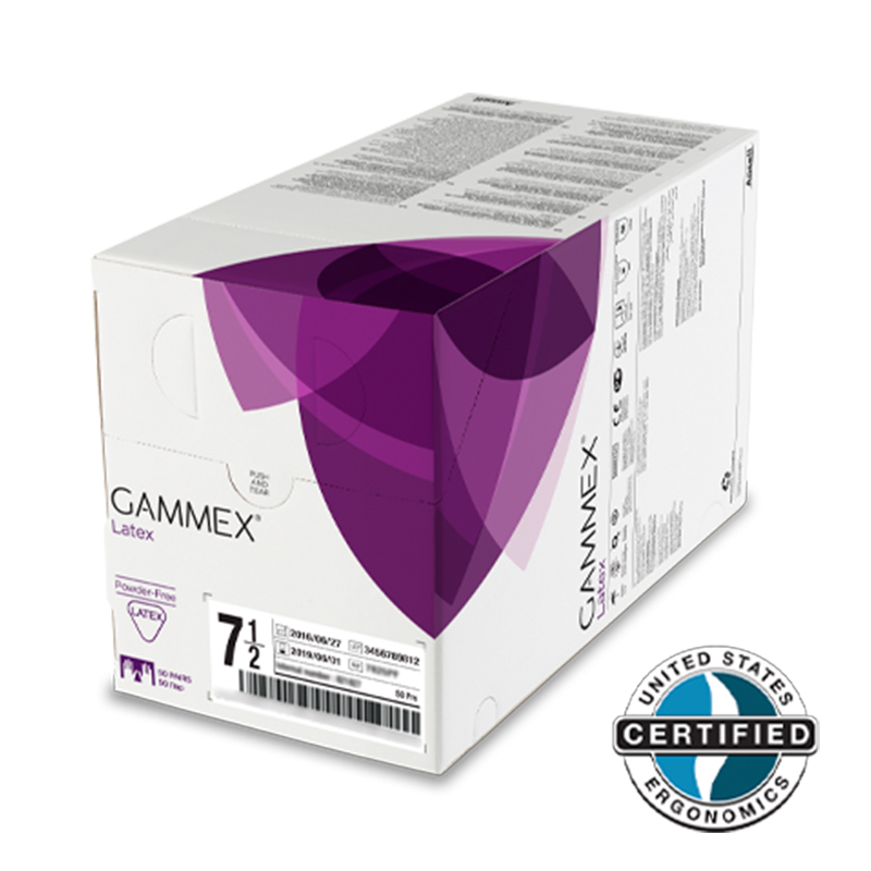 安思爾GAMMEX 330050080綠色無粉乳膠內層外科手套圖片1