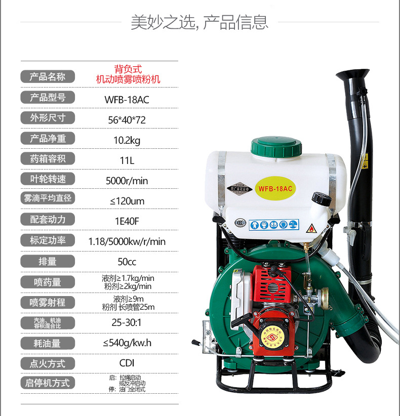 市下WFB-18AC 11L背負(fù)式動力噴霧機圖片3