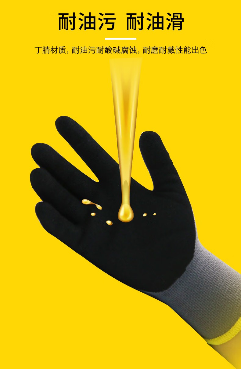 STANLEY史丹利ST5320灰色丁腈磨砂涂掌防滑耐磨勞保手套2