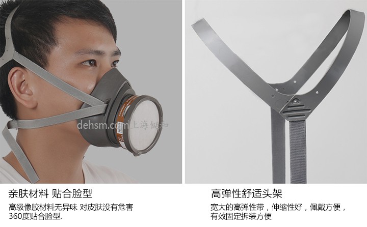 3M3200化工噴漆防毒面具高級橡膠材質，頭帶舒適